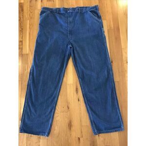 Vintage 70s Sears Carpenter Jeans Blue Scovill Zip Loop Workwear 46x32‎